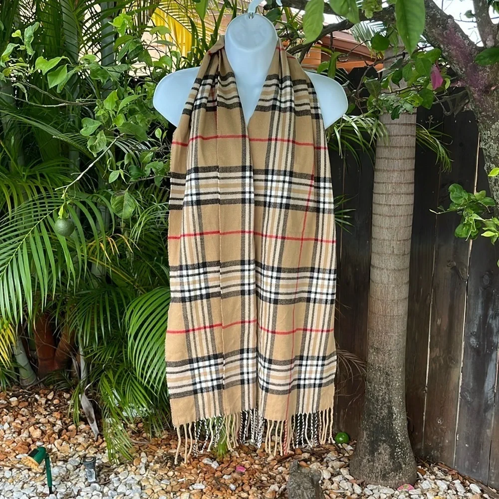 Brown Plaid Fringe Scarf